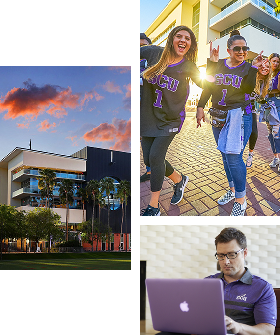 Collage of students on campus